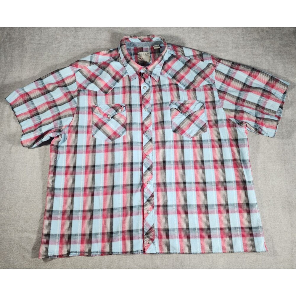 Roper Western Men's 3XL Wear The West Pearl Snap Red Blue Plaid Shirt